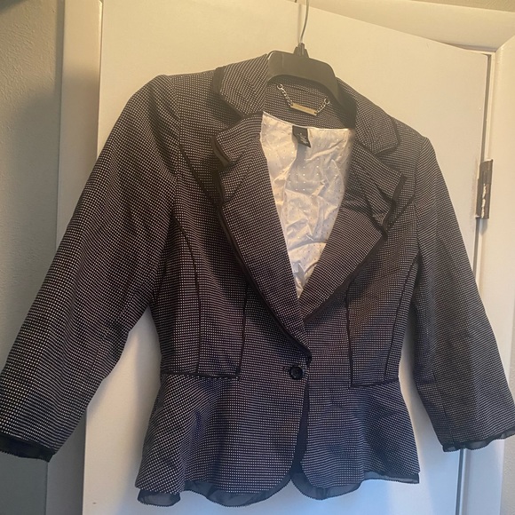 WHBM Classy Black White Dot Suit Jacket - Picture 6 of 7